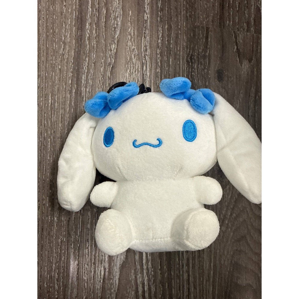 Sanrio Cinnamoroll Plush Coin Purse Keychain Blue Bow White Puppy Bag Clip 2024